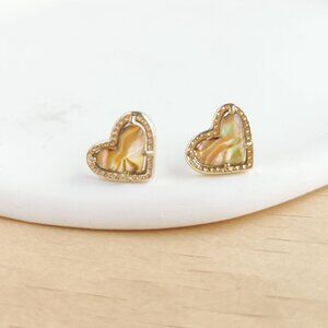 Kendra Scott Stud Earrings | Ari Heart | Gold Abalone Shell